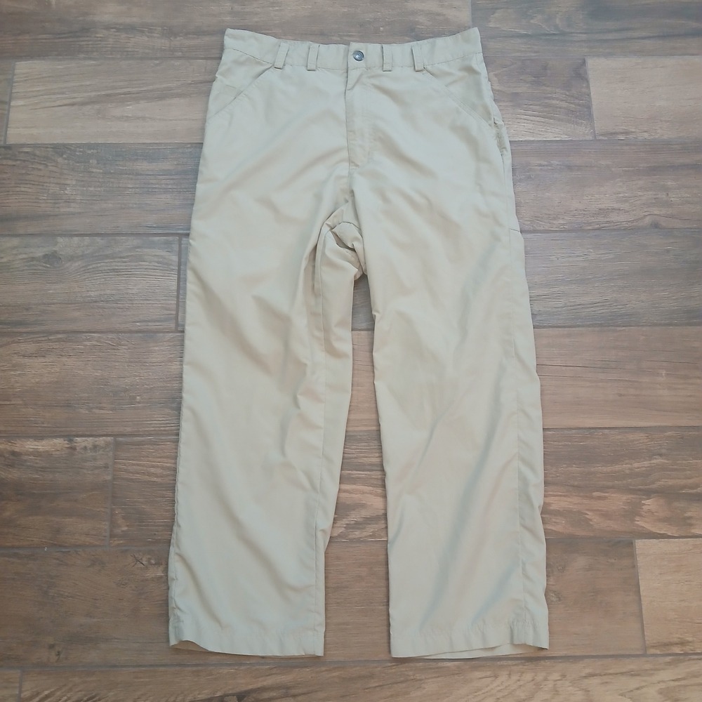 SCOTTeVEST Pants Mens‎ 32x25 (hemmed) Tan Nylon Hiking Outdoors Lightweight